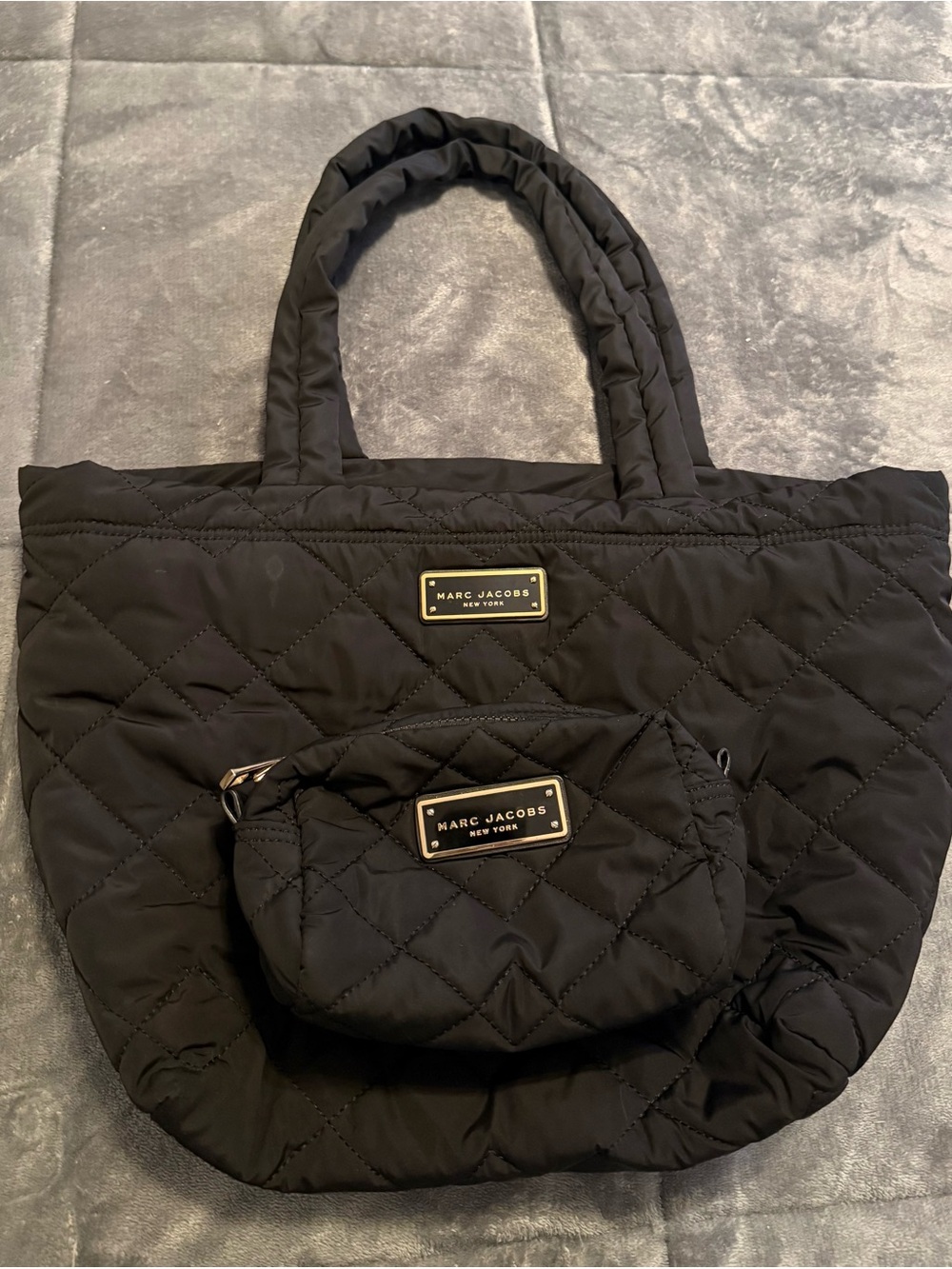 Marc Jacobs Black Quilted Tote with Matching Pouch